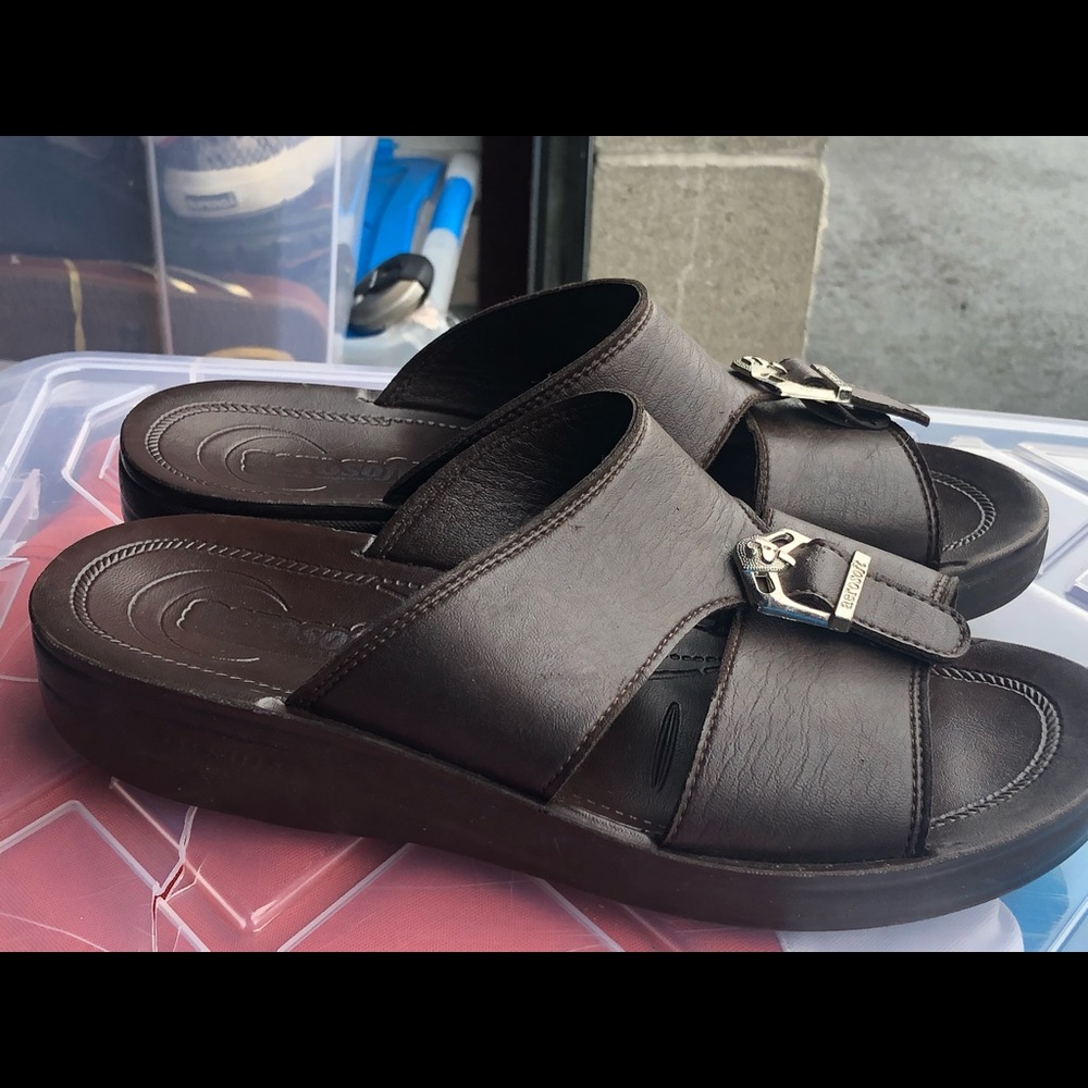 Aerosoft Pasty Brown Leather Midfoot Strap Sandals